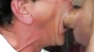 Daddy Deepthroats and Messy Cum on Young Face