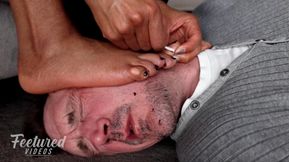 Your face is the perfect footstool whilst I tidy up my nails (Full HD 1080p MP4)