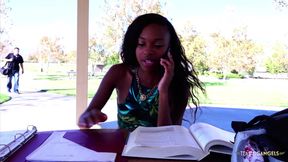 This ebony girl might not be a scholar, but sucks dick with scientific precision