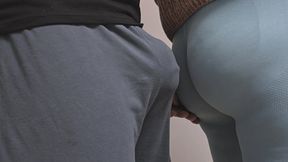 Soaked Pants on the Subway Train! Stranger Guy Rub His Dick and Ejaculate On Girl's Tights