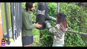 While Boxing I Hit the Neighbor and I Have No Choice but to Indulge Him by Sucking His Big Cock and Letting Him Fuck Me.