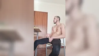 Muscular Guy Smoking and Stroking His Big Cock Solo