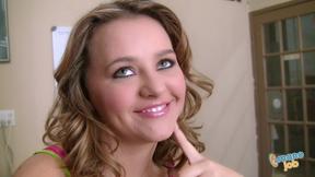”Alisa Ford, a petite Russian blonde teen, edges & teases on camera for a thick facial load!”