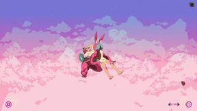 Furry game Cloud Meadow Guy in pink bunny costume  Strapon from the main character
