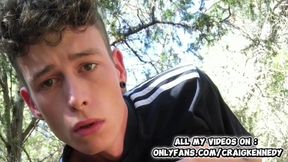 Public Exhibition Hung Skinny Twink - Stroking Thick Cock Outdoors Risky Spot Explosive Finish
