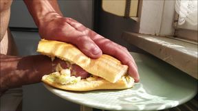 Two videos in one: cum in food and peeing on me before ejaculation.