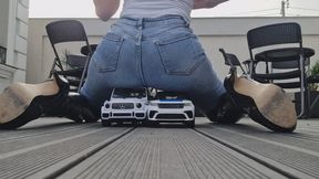 DENIM & LEATHER BOOT GODDESS RIDES TOY MERCEDES AMG & RANGE ROVER