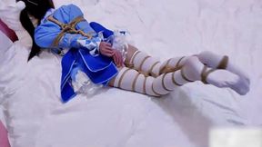 ADM82-The blue maid's white stockings and beautiful feet, rope bondage, extreme four-horse bondage.