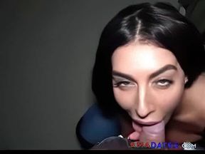 Cross-Eyed Brunette's Deepthroat Blowjob