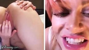 Lingerie-clad blonde and redhead babes get naughty on webcam during quarantine