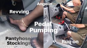 With pantyhose pumping the pedals and accelerating until the car has a run-on effect (1)