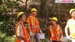 A hot gangbang results in slut eating lots of cum