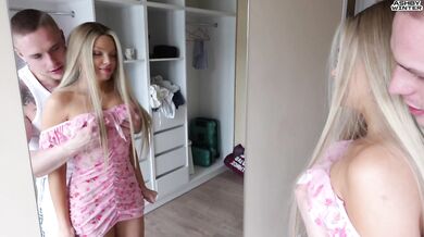 I Got Jealous of my Stepsister's New Boyfriend. Hard Fucked Her Wet Pussy in a Glassy Dress and Cum in a Deep Throat