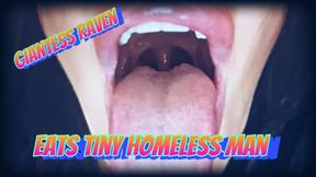 Giantess Raven eats tiny homeless man