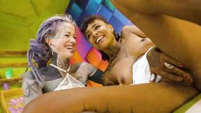 Lesbian Tattooed Strap-on Piss soaked Fucking