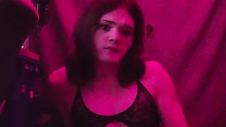 Trans dame licks her spunk and pummels herself with it!