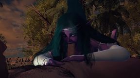 night elf princess give you a blowjob in the garden pov - 3d porn