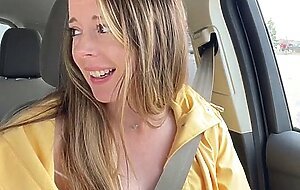 Thankful for my raincoat cuz my pussy is POURING! Rainy day Starbucks Drive Thru with my LUSH!!