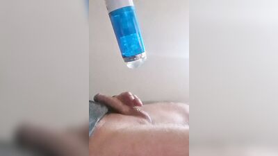 Masturbating with toy pussy, cumshot