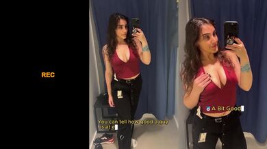 Risky Videocall in Public Changing Room Solo by tattooed girl