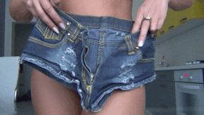 Lory is stuck in her favorite pair of denim shorts b