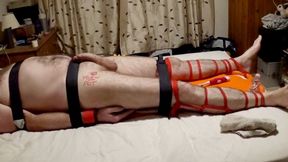 Miss M feet tickle torment on naked bound man