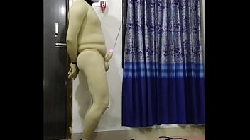 Zentai penis rope pull