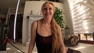 Horny Mature granny romantic evening in sexy nylon with her latex dildo