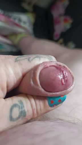 Sensitive cock tip dashed until cum