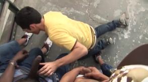 Those dirty boys are so nasty to this one horny guy