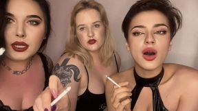 3 dommes will fill your mouth with ash - Human Ashtray POV - [720p]