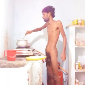 Part 3 Hot boy Rajeshplayboy993 Cooking video. Masturbating his big cock and moaning sounds