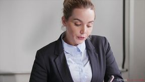 hung ian scott pounds his boss eloa lombard s big butt hard after she catches him watching porn. facial & cum swallow