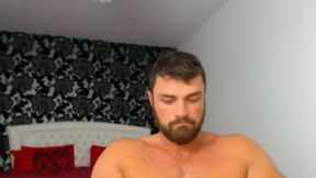 Built Stud Showing Off and Stroking His Uncut Cock