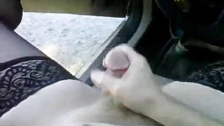 Crossdresser teddy wanking off outdoors in nylons