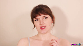 ”Super Horny Demi Gives Her Lover Sloppy Blowjob Before Bath”