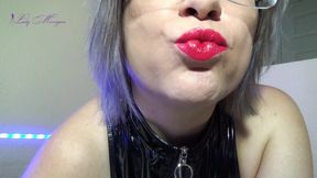 Bright red lipstick