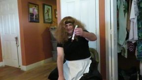 Naughty maid Brittney forgot her lipstick in car is made to go out