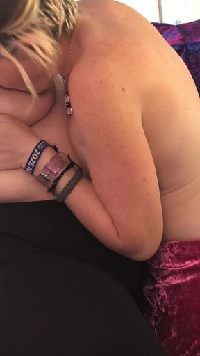 Hot Babe Cannot Wait to Rub Her Juicy Pussy on Fat Man's Massive Belly!
