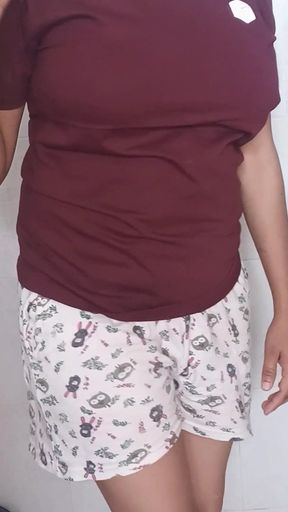 Caught sister-in-law cleaning her hair and then cleaned her skirt