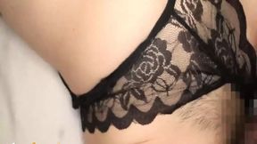 Super-naughty Asian MILF in dark lingerie gets hardcore