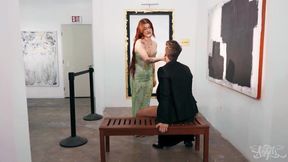 Redhead trans goddess Daisy Taylor rides Roman Todd's monstrous cock after stepping out of her portrait