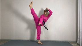 karate technique, demonstration of wushu strikes as well as karate kicks
