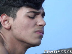 Bearded stepdad with glasses ass fucks young Latin twink