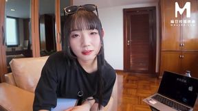 Petite Japanese teen begs for sex at my place - POV action