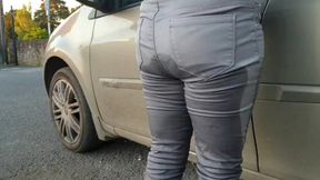 Girl Pissing Her Grey Jeans 5 Times! Jeans Wetting Compilation!