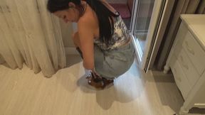 Saving my patent leather boots. I stepped in a puddle of glue.