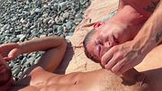 I fuck on a public beach and cumming twice. PART 2
