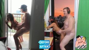 Before And After Standing Doggy Fuck Pregnant Asian MILF Wife - Side by Side Vid