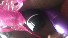 Ebony BBW enjoys double penetration and solo play